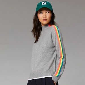 From Future Lightweight Multicolor Sleeve Striped Mock Neck Sweater - Cashmere